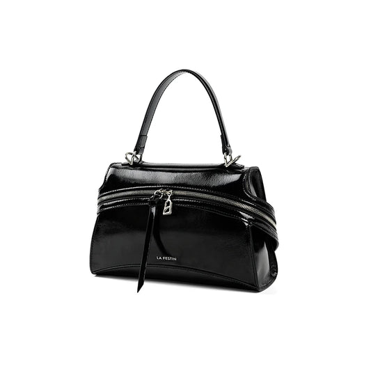 Versatile Black Suede Shoulder Bag for Day and Night