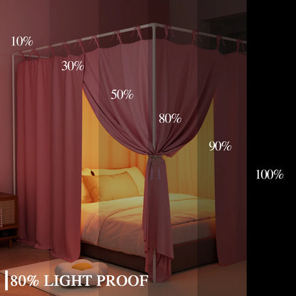 Blackout Canopy Bed Curtains with Top Ties Windproof Design