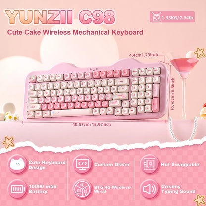 Wireless RGB Mechanical Keyboard 99-Key Pink
