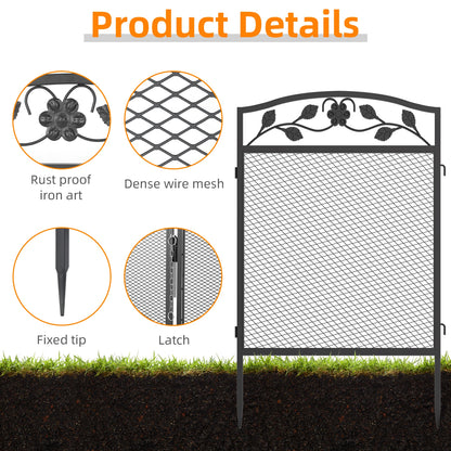 5-Piece Metal Garden Fence Panels Lawn Edging Barrier