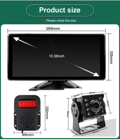 10.36" Blind Spot Radar Car DVR 4 Cameras