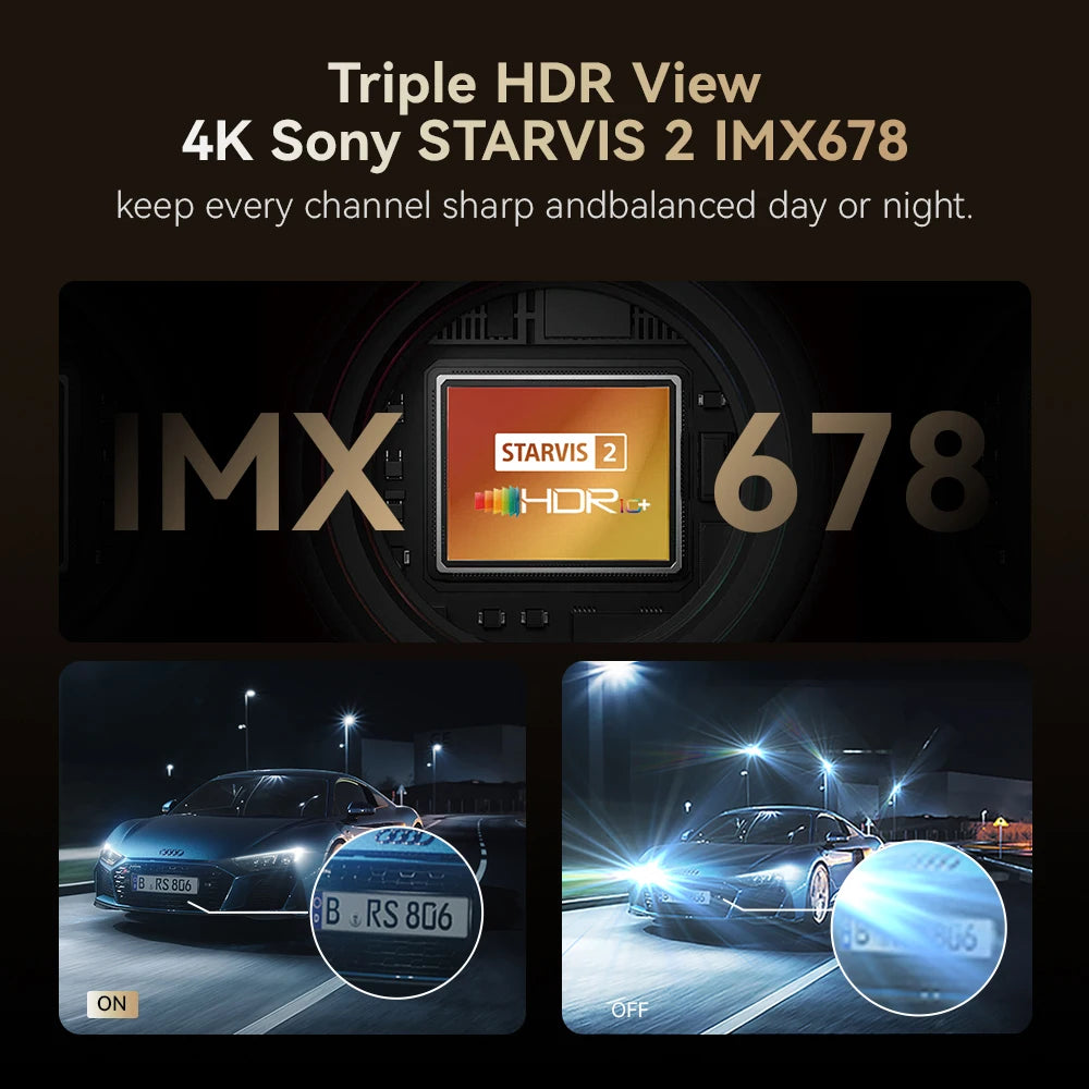 128GB 3‑Channel Dual Dash Cam with ADAS