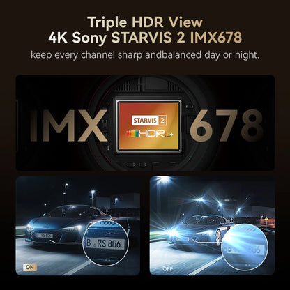 4K+2K Dual Dash Cam 3‑Channel 256GB SD