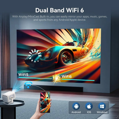 1080p Smart Projector with WiFi6 Bag and Auto Focus