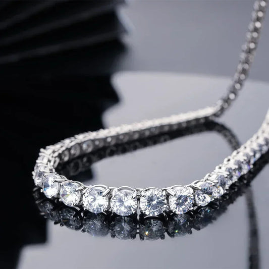Gradient Moissanite Tennis Necklace 16in Sparkling Sterling Silver