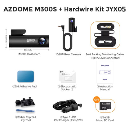 M300S 4K Dash Cam Front & Rear with GPS ADAS