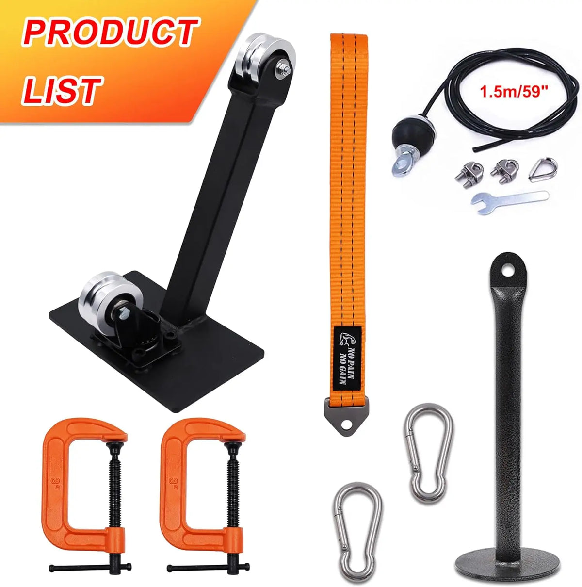 Arm Wrestling Pulley Kit with Rotating Aluminium Pulleys and Strap