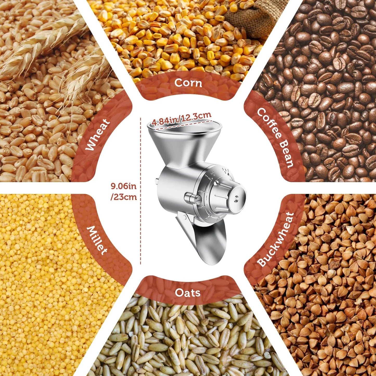 Adjustable Grain Mill Attachment for Dry Grains