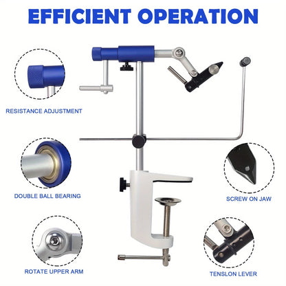 360 Degree Fly Tying Vise Adjustable Base Precision Tool Blue