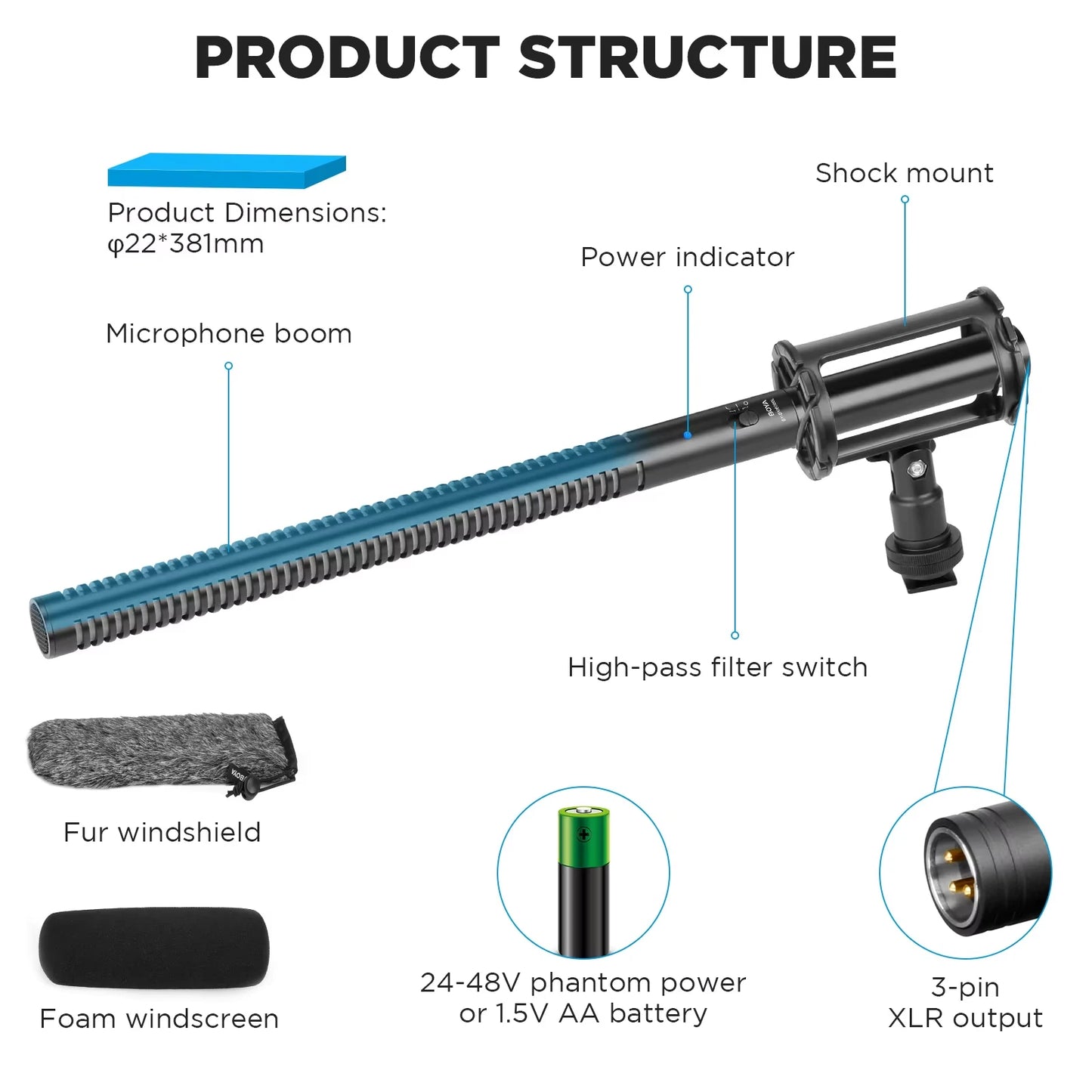 Professional Shotgun Microphone Audio Recorder for Filmmaking