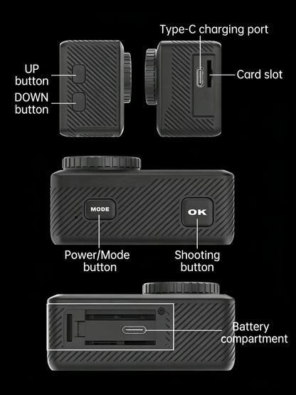 5K Dual Screen Action Camera 4K 60FPS 6-Axis Stabilization
