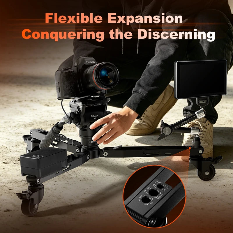 Aluminum Tripod Dolly 3-Wheel Foldable Base Quick Lock