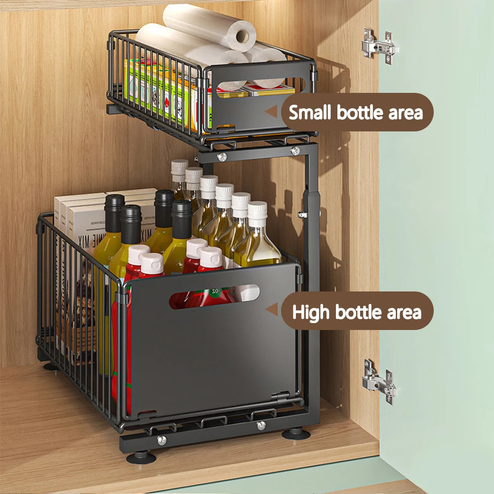 Adjustable Under Sink Storage Rack 2 Pack