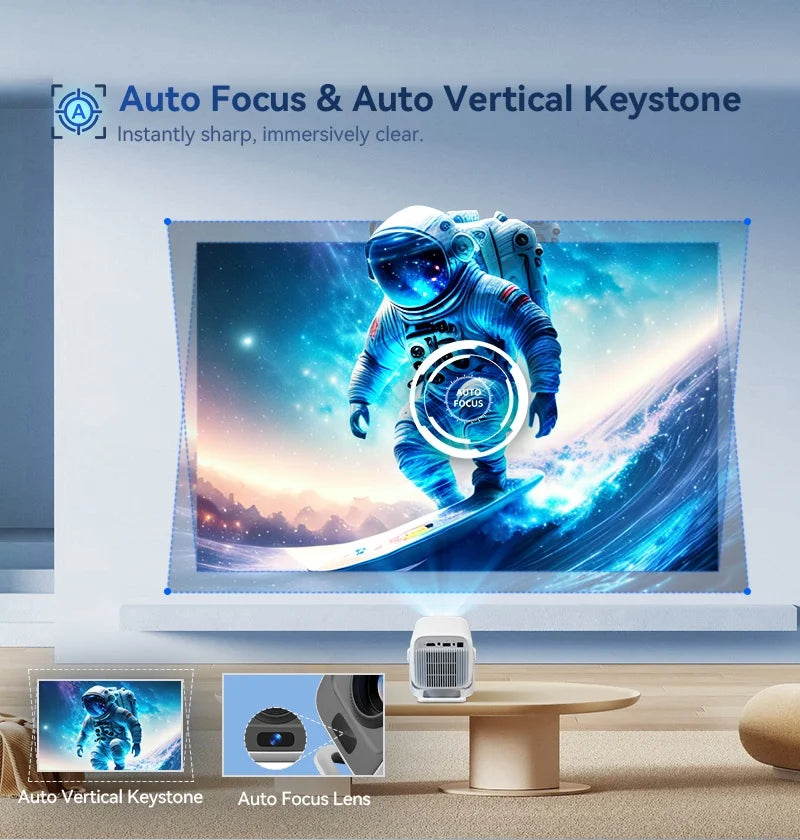 1080p Smart Projector with WiFi6 Bag and Auto Focus