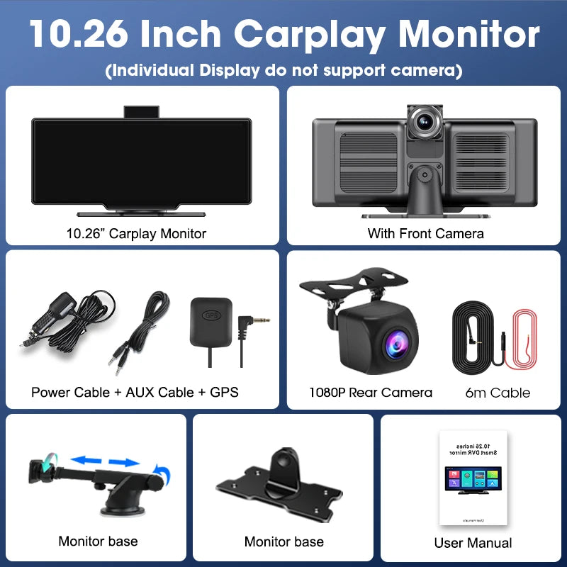 4K Dash Cam Car Mirror with GPS and 64G Storage