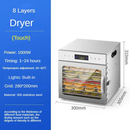 8-Layer Food Dehydrator 220V Smart Fruit Meat Dryer