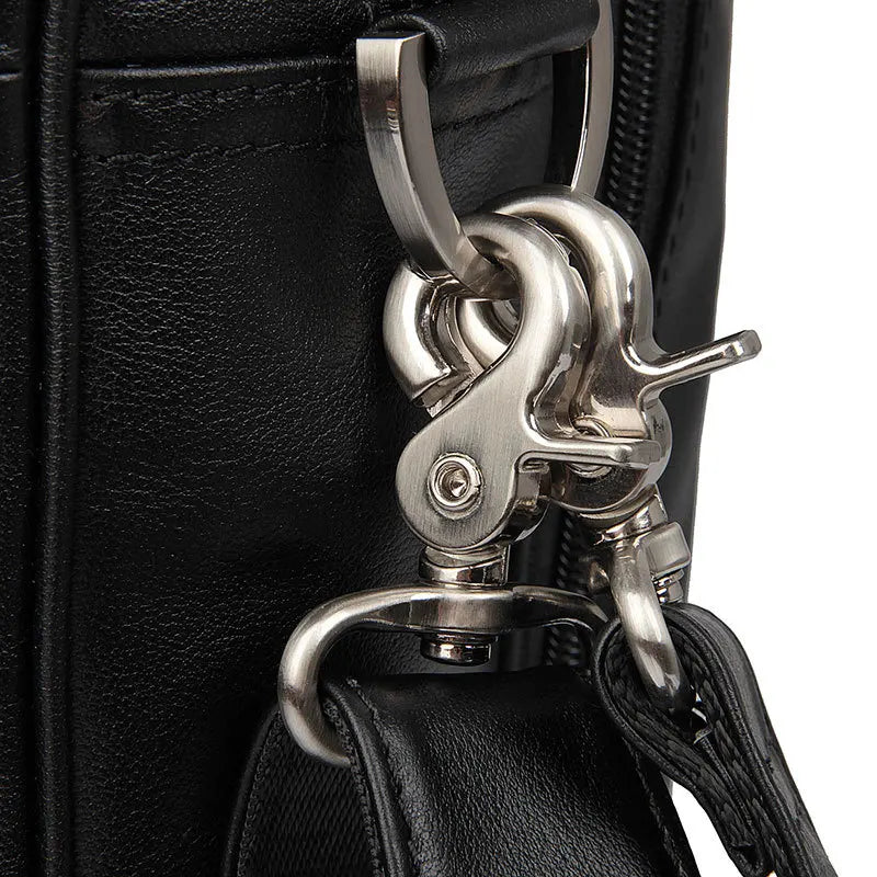 Men’s Black Leather Business Bag for 17" Laptop