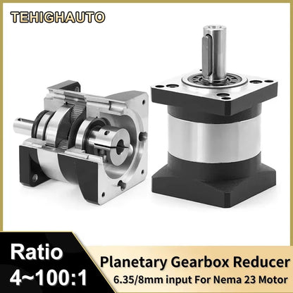 Nema 23 Planetary Gearbox 100:1 6.35mm Input 14mm Output