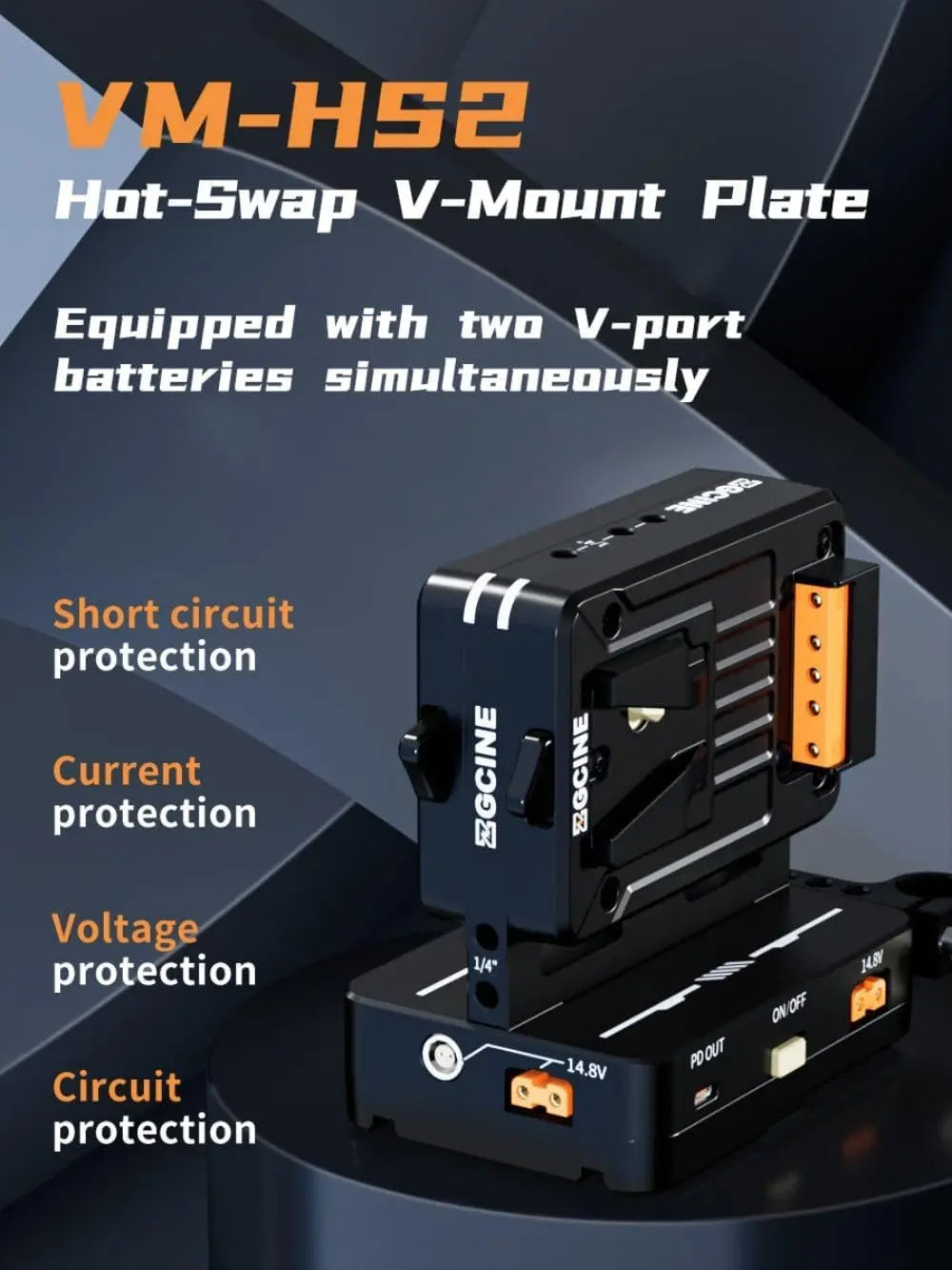 Professional Dual V-Mount Power Plate with Multiple Output Ports