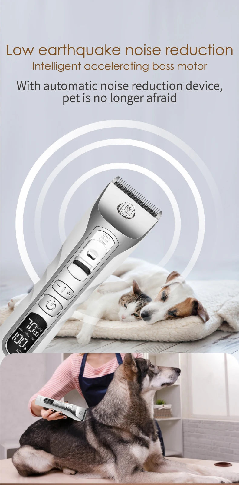 Cordless 3.2mm Pet Hair Clippers with Rechargeable Battery