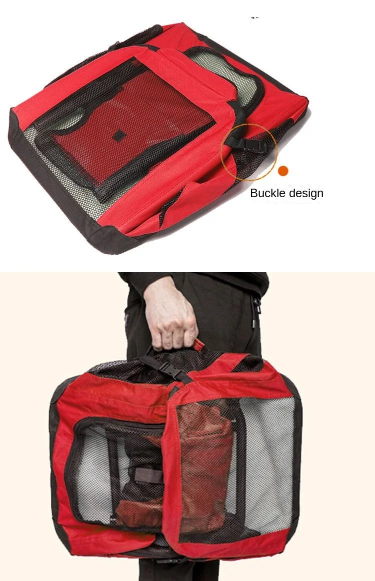 Pink Lightweight Foldable Pet Travel Bag for Car Trips 82×58×58cm