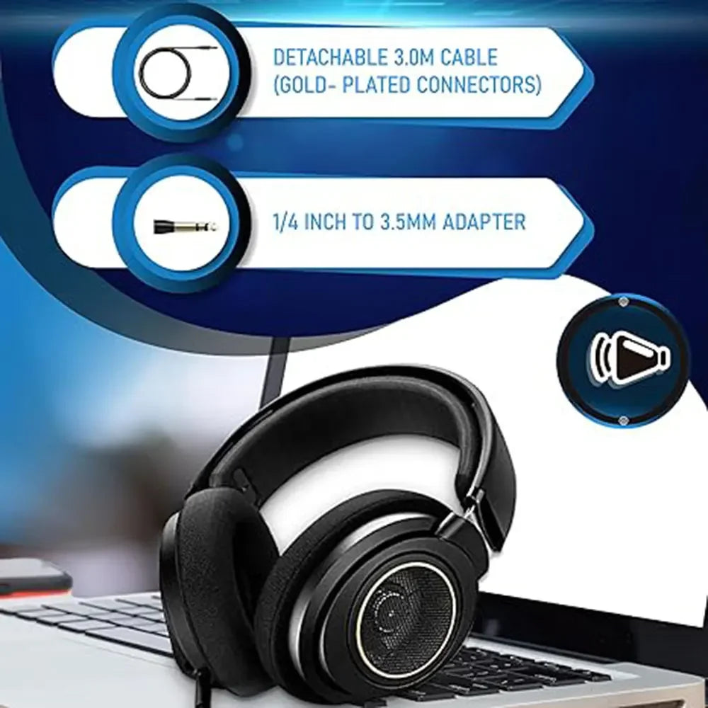 Wired Hi-Fi Stereo Headphones 3.5mm 6.3mm PC Headset