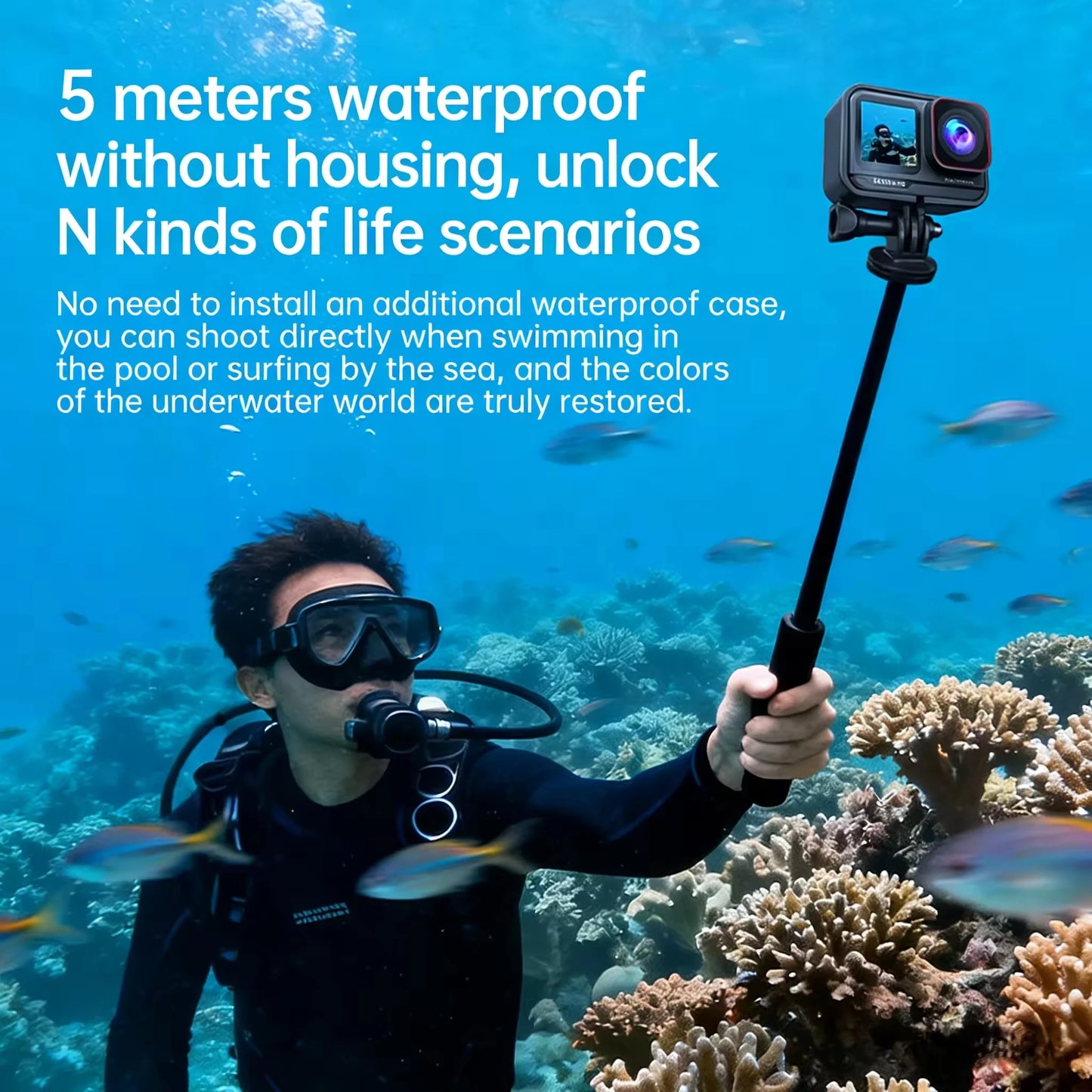 5K Dual Screen Action Camera 4K 60FPS 6-Axis Stabilization