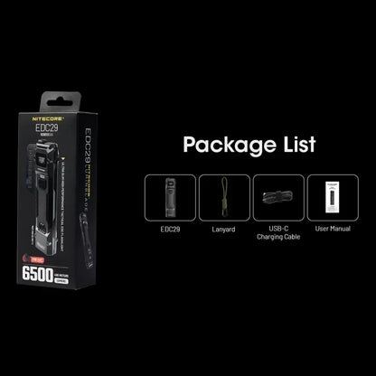 6500LM USB-C Rechargeable EDC Flashlight with OLED Display
