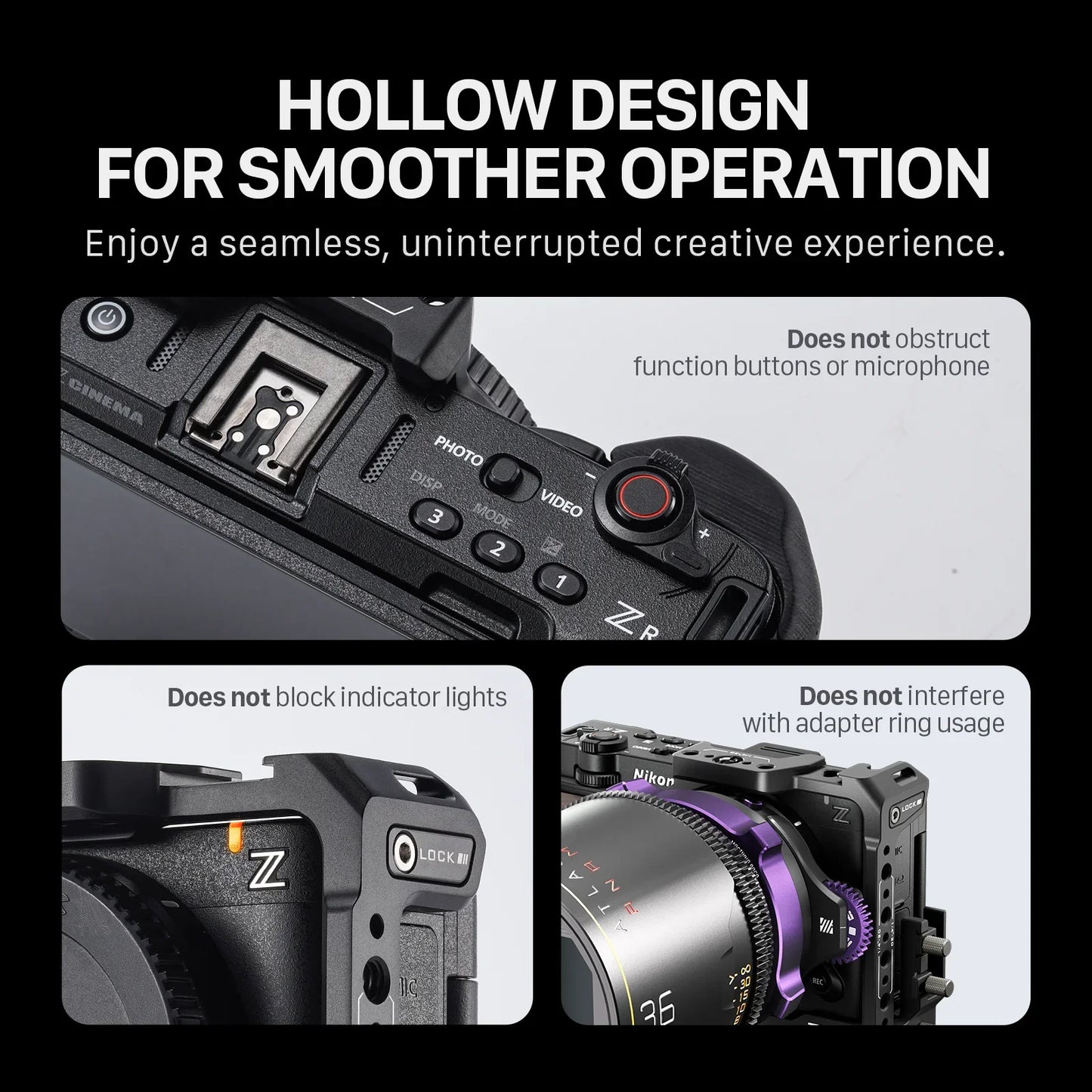 Camera Cage Kit with Top Handle for Nikon ZR