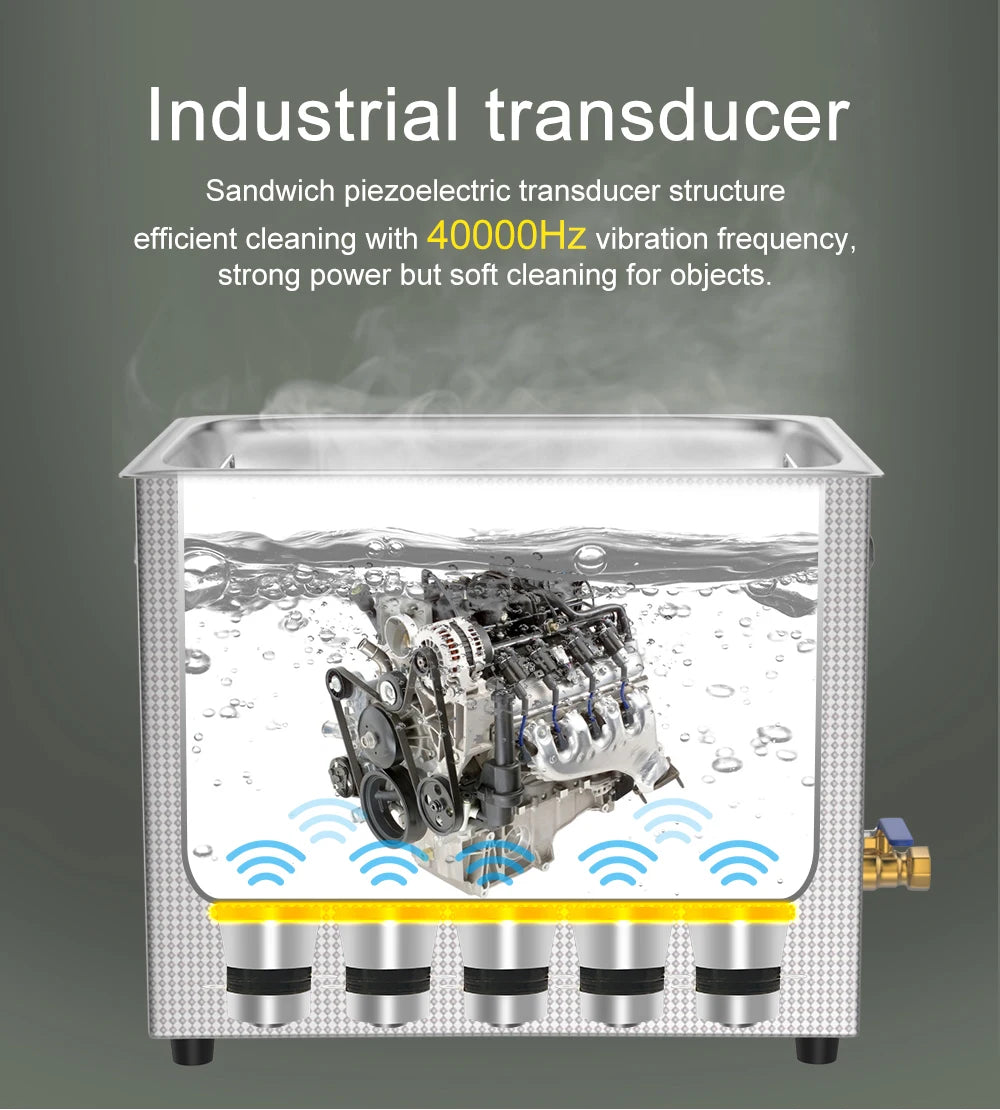 6.5L Ultrasonic Cleaning Machine 180W with Timer & Heater