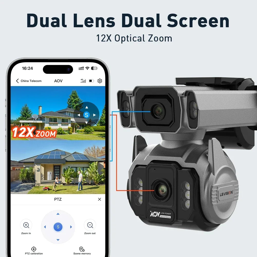 Outdoor 4G Surveillance Camera 12X Optical Zoom AI Tracking