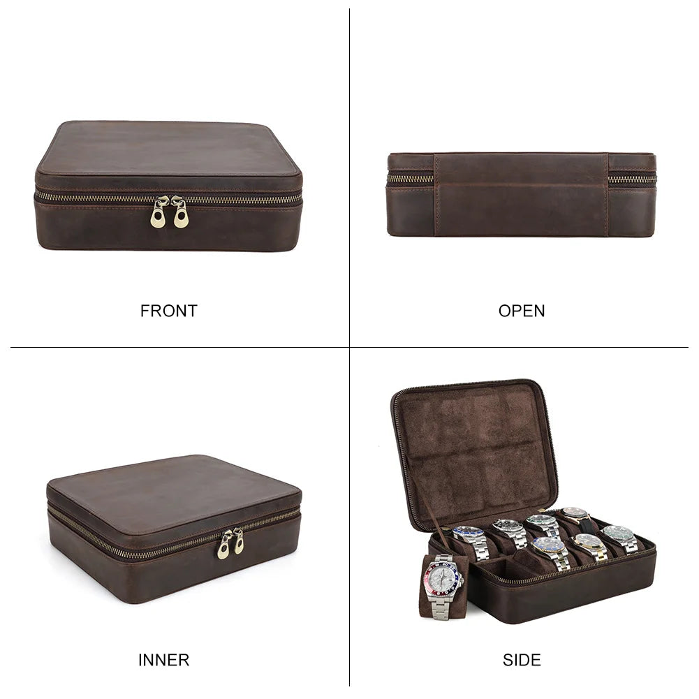 12 Slot Watch Display Organizer Leather Storage Box