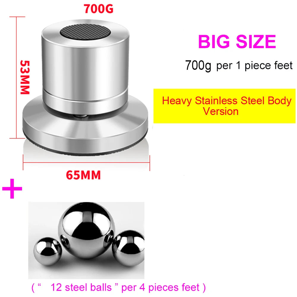 Heavy-Duty Steel Isolation Feet 4-Pack for Audio Systems