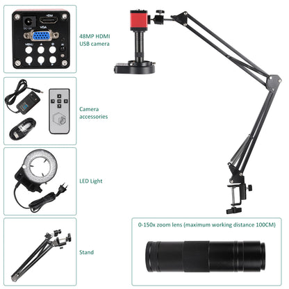 13MP Digital Microscope 150X HDMI VGA for Soldering