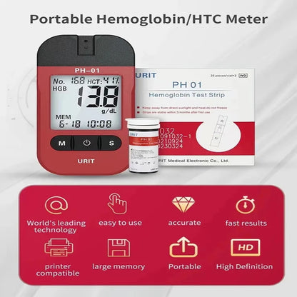 1m Hemoglobin Analyzer with 125 Test Strips for Home