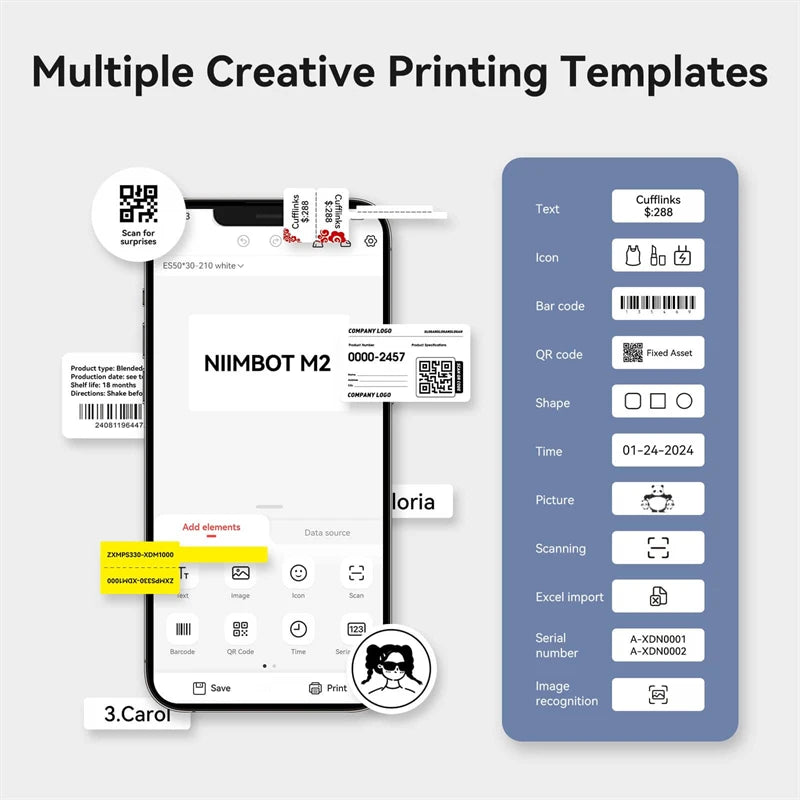 Compact Thermal Label Printer 40x40mm 2 Roll Pack