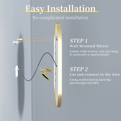 100x50cm Gold Frame Oval Mirror with LED & Demister
