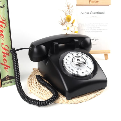 Black Welcome Audio Guestbook Phone for Events