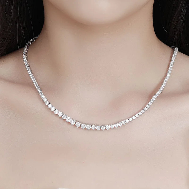 38cm Sterling Silver Moissanite Tennis Necklace for Women