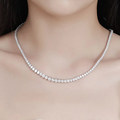 38cm Sterling Silver Moissanite Tennis Necklace for Women