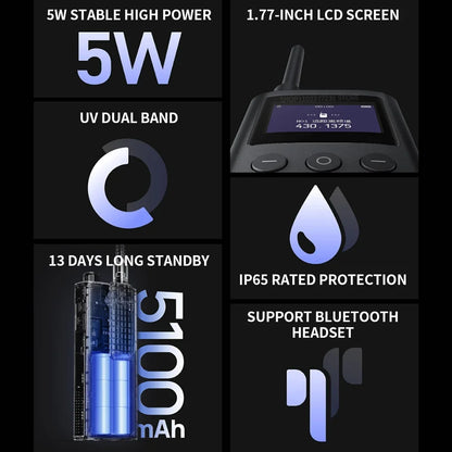Walkie Talkie with Color Screen 5W Power 6km Range