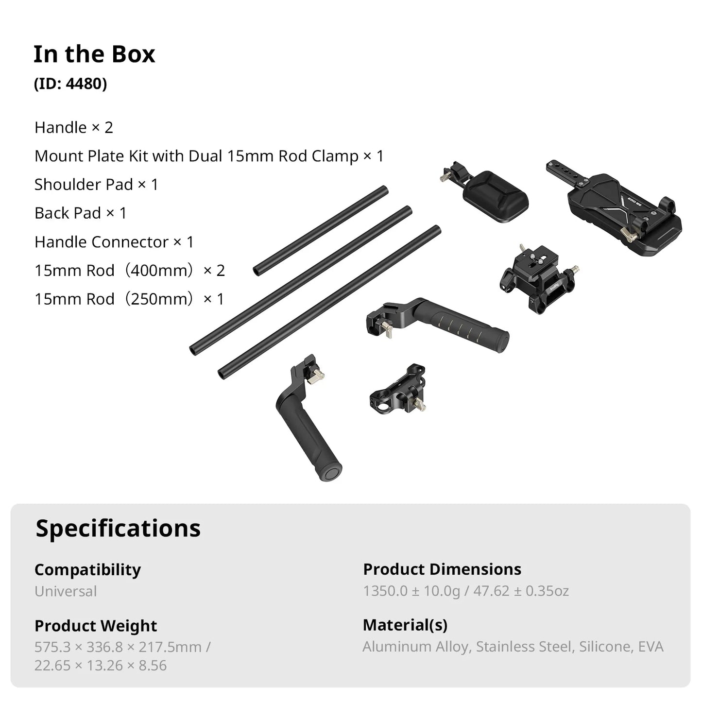 Professional DSLR Shoulder Rig Kit with Handle 15mm Rod