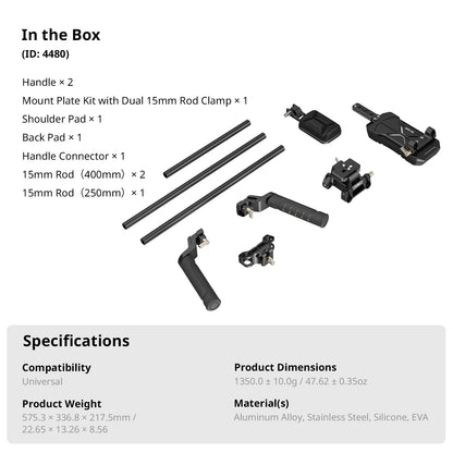 Professional DSLR Shoulder Rig Kit with Handle 15mm Rod