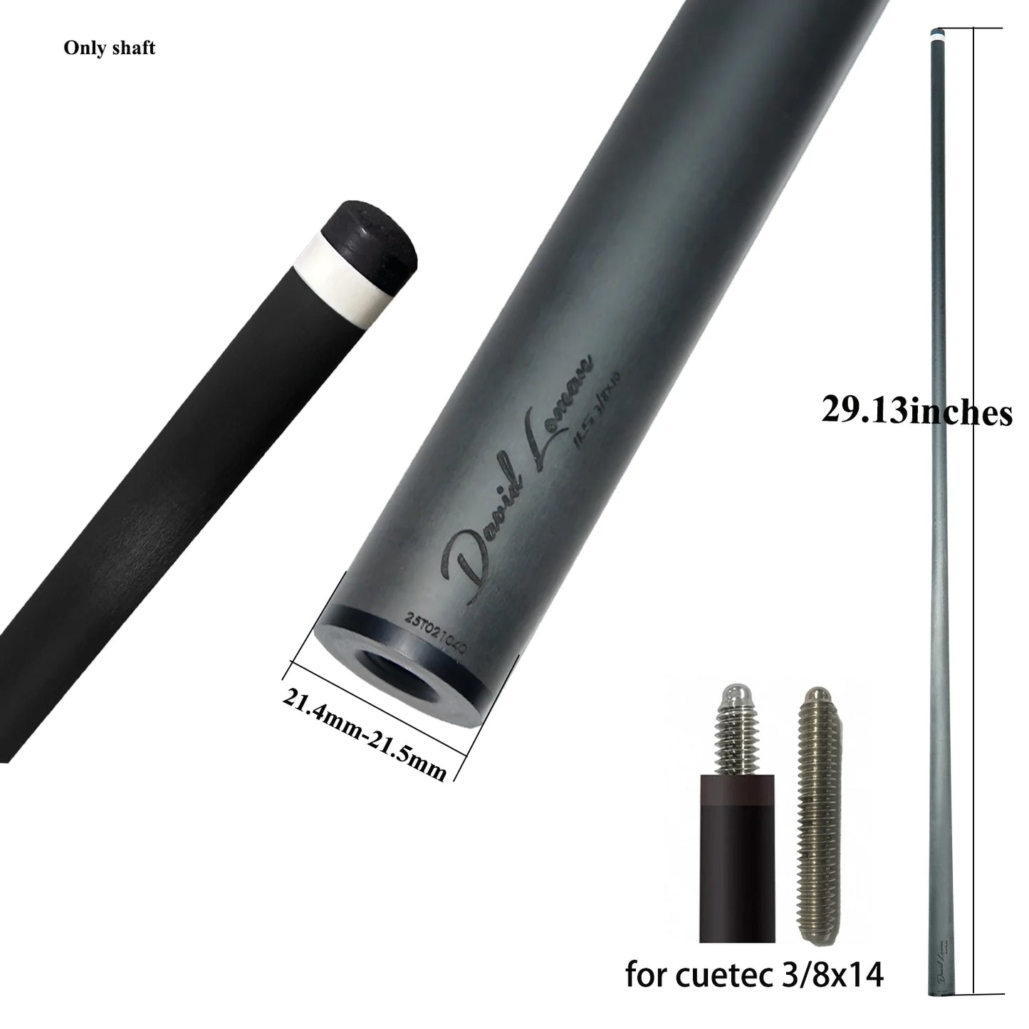 3-8x14 Flat 12.9mm Carbon Fibre Cue Shaft