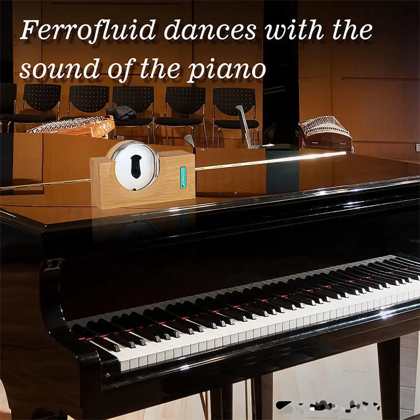Rechargeable Ferrofluid Rhythm Lamp Speaker Display Yellow