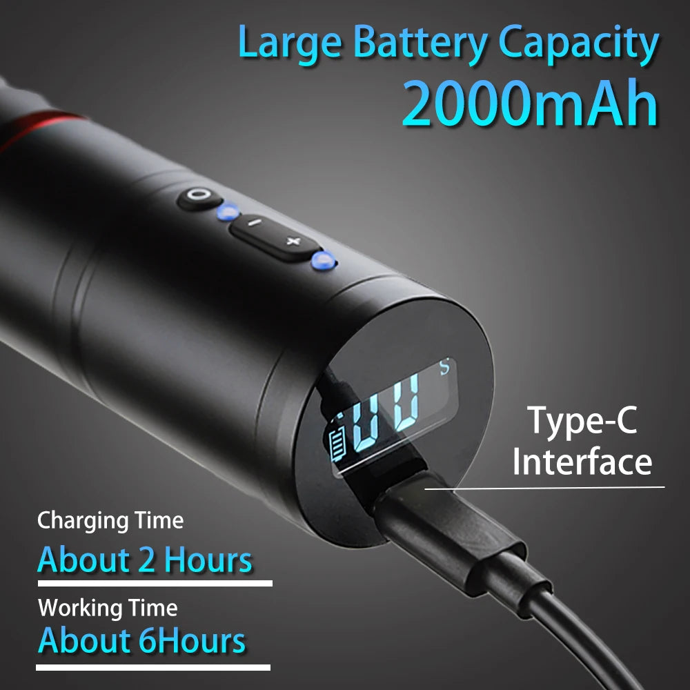 Wireless Tattoo Pen Machine 2400mAh Battery