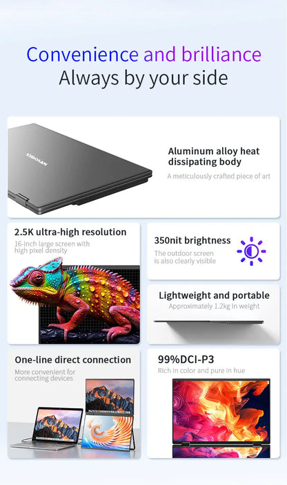 16" Portable Dual Screen Monitor 2.5K USB-C HDMI