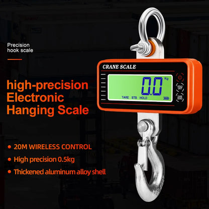 Digital Hanging Crane Scale 500kg LCD Orange