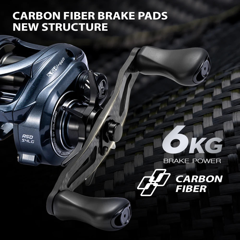 Alloy Baitcasting Reel 12+1BB 6kg Drag Carbon Handle