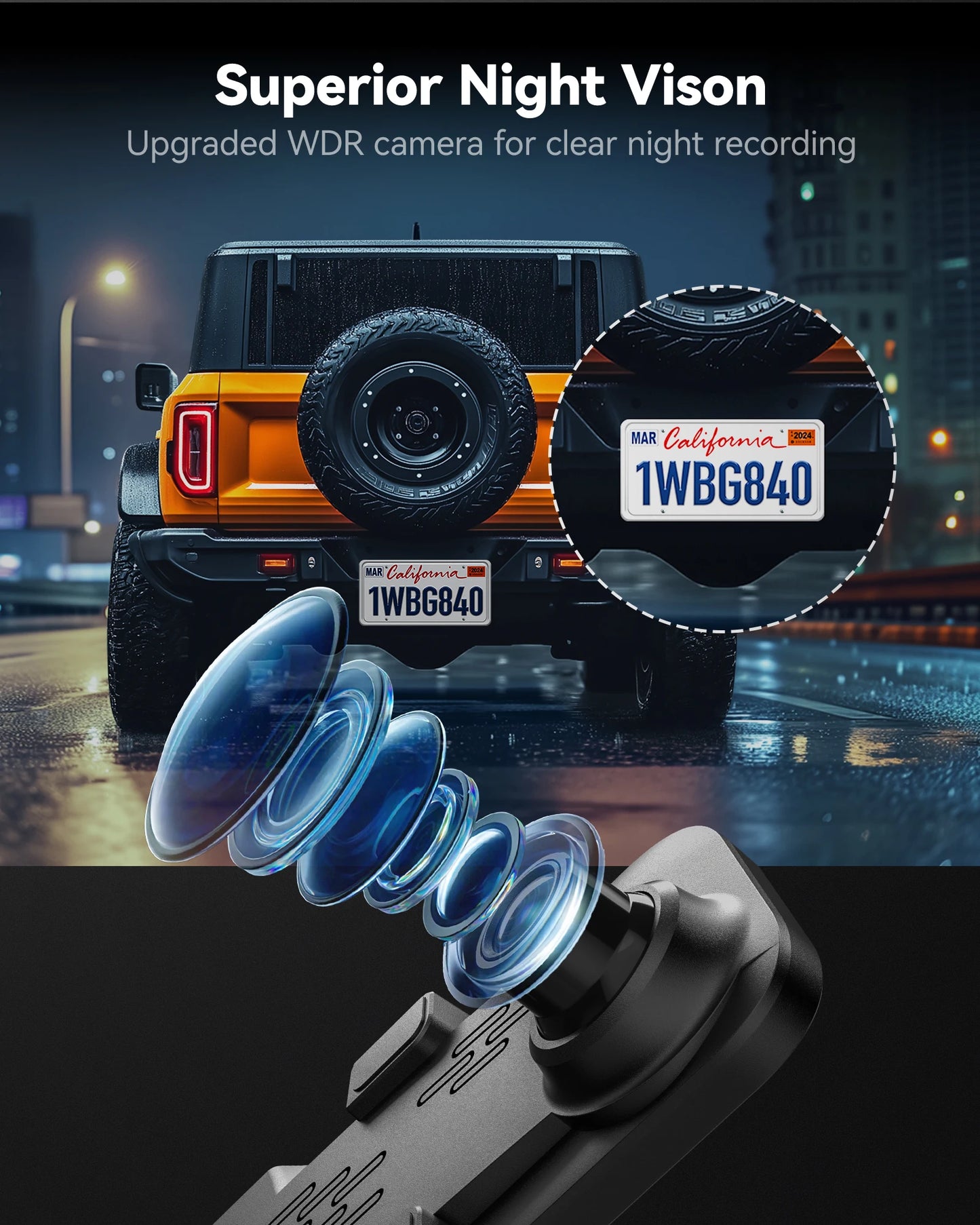4K Dash Cam GPS Night Vision Hardwire 32GB